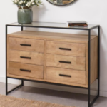 קומודה 6 מגירות מסגרת שחורה