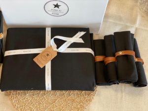 סט סידור שולחן שחור - מפה, מפיות, חבקים – תמונה 5