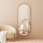 מראה מלבן מעוגל רחבה מסגרת דקה- זהב