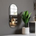 מראה מלבן מעוגל רחבה מסגרת דקה- שחור