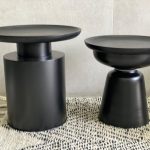 שולחן צד שחור - עץ ומתכת