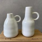 אגרטל קרמיקה לבן עם ידית - 2 גדלים