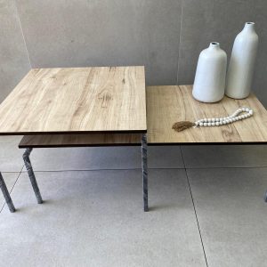 שולחן סלון 2 חלקים גוון עץ