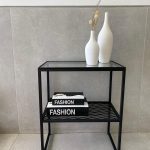 שידת צד מתכת - זכוכית רשת