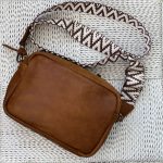 תיק עור חום רצועת בד