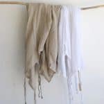 וילון פשתן בז'/ לבן