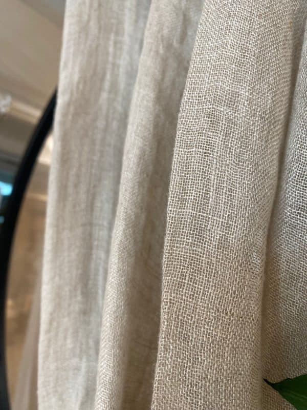 ⁦וילון פשתן בז'/ לבן⁩ – תמונה ⁦5⁩