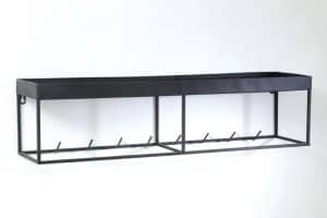 מדף קיר עם מתלים ממתכת - שחור/זהב