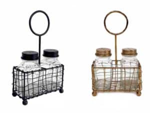 סט מלח פלפל עם מעמד - שחור/זהב