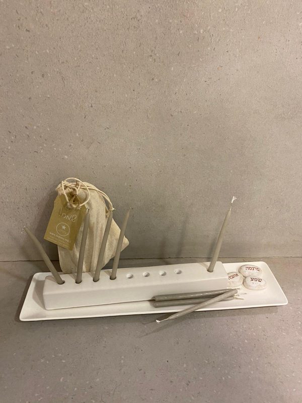⁦חנוכייה קרמיקה לבנה⁩ – תמונה ⁦7⁩