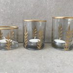 כוסית אלגנטית לנר עם עיטורי זהב- 3 גדלים