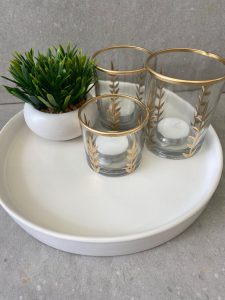 כוסית אלגנטית לנר עם עיטורי זהב- 3 גדלים – תמונה 2