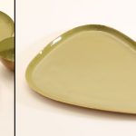 צלחת עוגה זהב ירוק