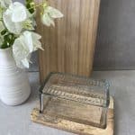 כלי לחמאה מעץ וזכוכית