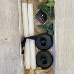 מארז מתנה זוג פמוטים שחור ונרות