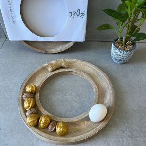 צלחת הגשה עגולה מעץ- חלולה