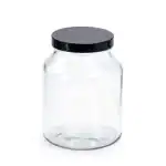 צנצנת זכוכית מכסה שחור - 2 גדלים