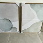 תמונות מסגרת עץ ענקיות- דגם צבעי מים כחולים