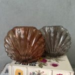 אגרטל זכוכית צורת צדף- 2 צבעים