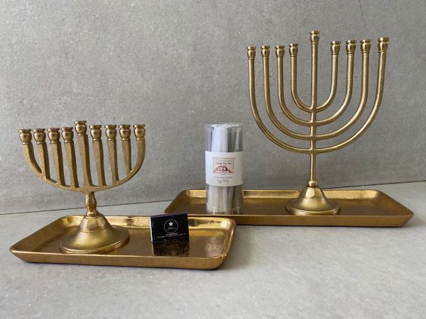 ⁦מגש מלבני מתכת- זהב 2 גדלים⁩ – תמונה ⁦5⁩
