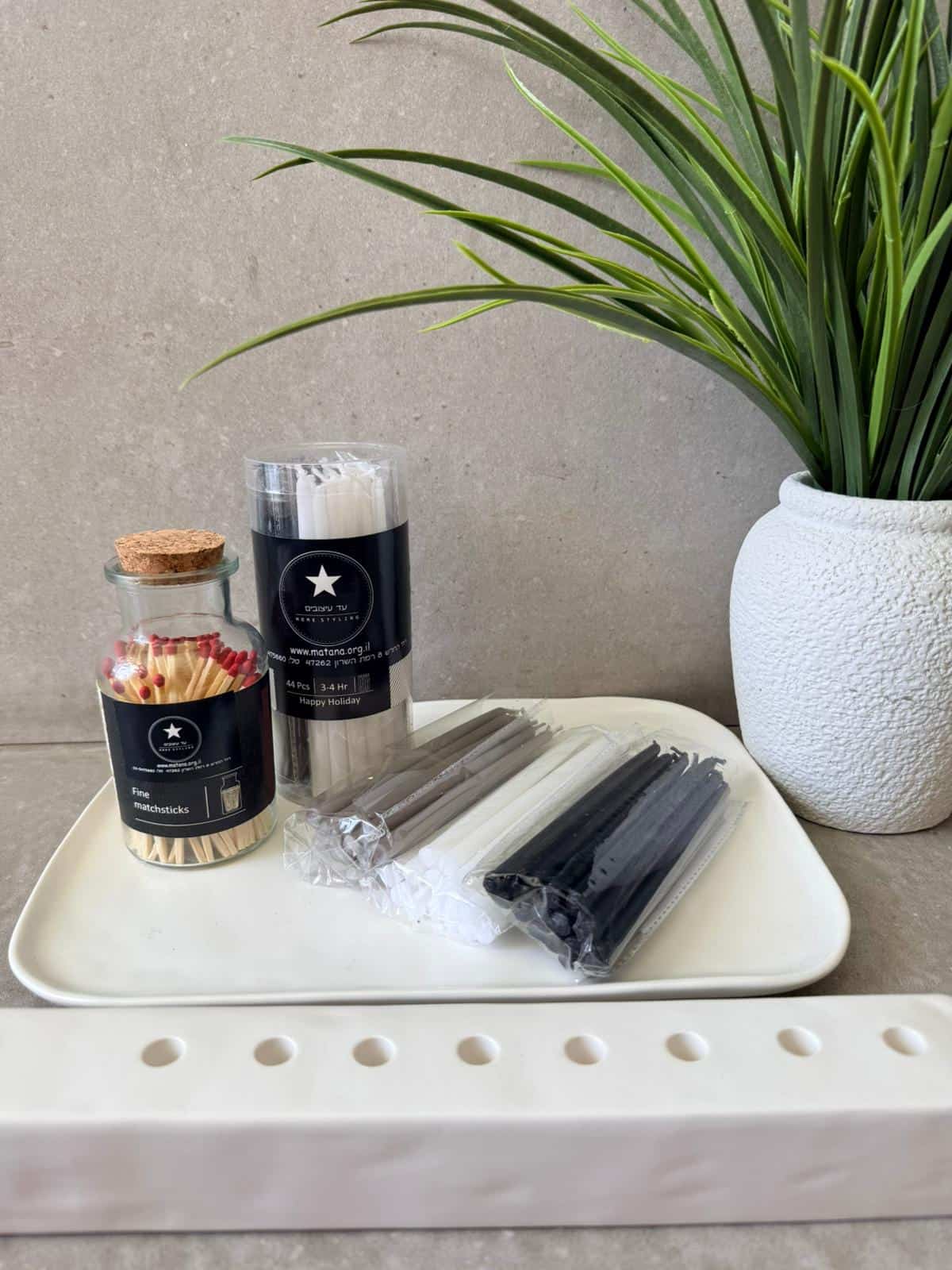 מארז נרות חנוכה (7) חבילת נרות חנוכה מיקס אפור – תמונה 2