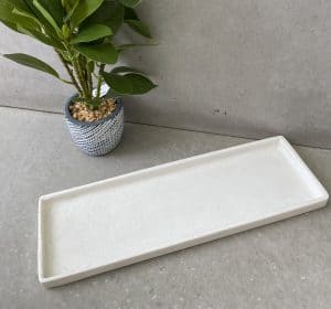 מגש בטון לבן מלבני