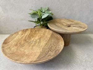 ⁦צלחת הגשה מעץ על רגל - 2 גדלים לבחירה⁩ – תמונה ⁦6⁩