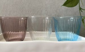 שישיית כוסות זכוכית פסים - 3 צבעים