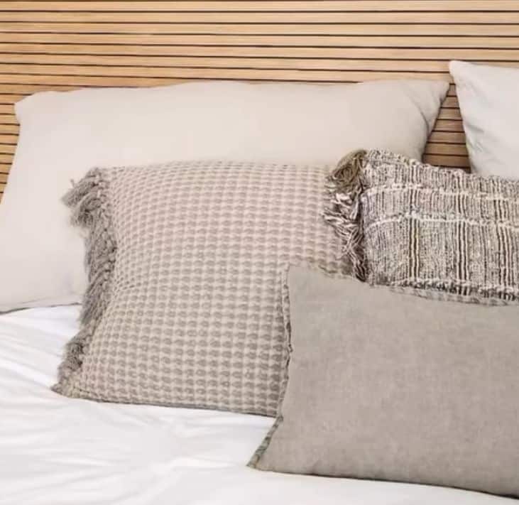 כריות כרית פשתן מלבנית קצוות פרומים – תמונה 8