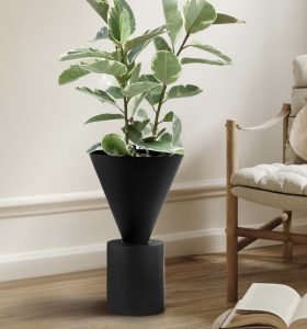 מעמד לעציצים משפך שחור