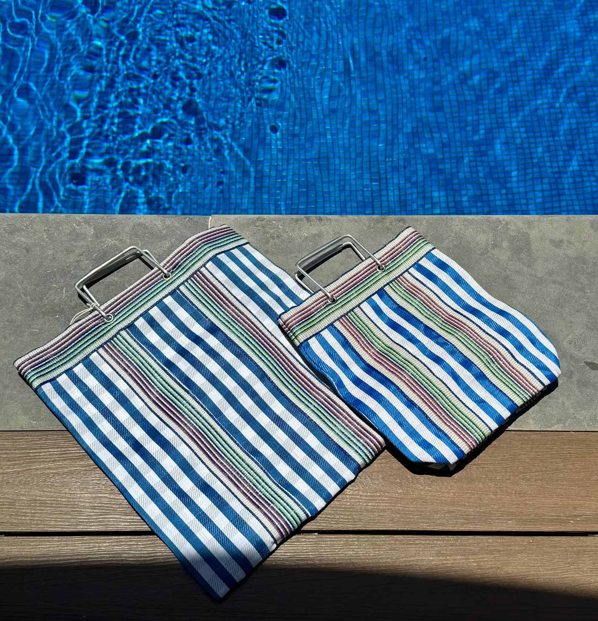 סל פסים (1) סל פסים כחול ידיות ברזל – תמונה 1