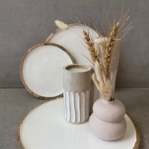 מגש עגול עץ מנגו לבן – תמונה 3