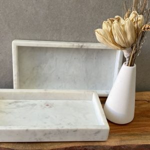 ⁦מגש שיש מלבני - לבן⁩ – תמונה ⁦3⁩