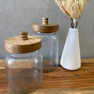 ⁦צנצנת זכוכית עם מכסה עץ פעמון⁩ – תמונה ⁦2⁩