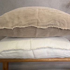 ⁦כרית פשתן מרובעת קצוות פרומים⁩ – תמונה ⁦8⁩