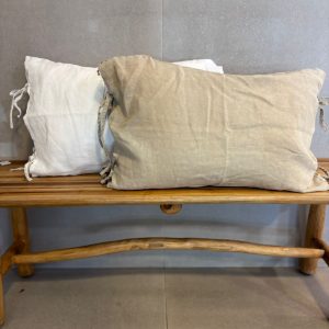 ⁦כרית פשתן קשירה מלבנית - 2 צבעים⁩ – תמונה ⁦2⁩