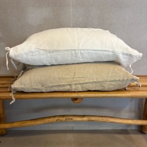 ⁦כרית פשתן קשירה מלבנית - 2 צבעים⁩ – תמונה ⁦3⁩