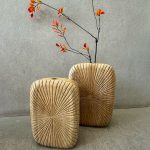 אגרטל עץ מחורץ טבעי