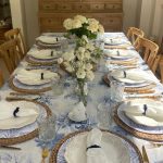 מפת שולחן טרופית - כחול לבן