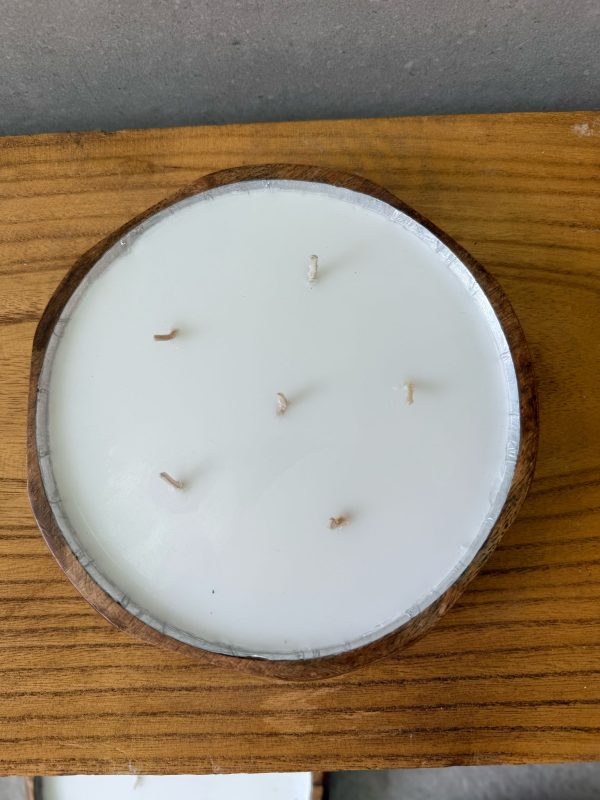 ⁦נר ריחני בכלי עץ עגול - 2 גדלים⁩ – תמונה ⁦2⁩