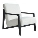 כורסת עץ צבע שחור ובד בוקלה