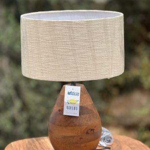 מנורת שולחן בסיס עץ אהיל טבעי