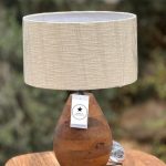 מנורת שולחן בסיס עץ אהיל טבעי