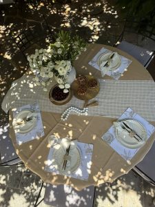 ⁦מפה חגיגית דמוי פשתן- צבע קפה⁩ – תמונה ⁦7⁩