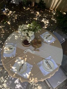 ⁦מפה חגיגית דמוי פשתן- צבע קפה⁩ – תמונה ⁦8⁩