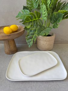 ⁦צלחת/מגש קרמיקה מלבני לבן⁩ – תמונה ⁦4⁩