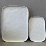 צלחת/מגש קרמיקה מלבני לבן