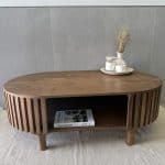 שולחן סלון אליפסה עץ מנגו טבעי