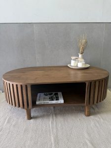 שולחן סלון אליפסה עץ מנגו טבעי