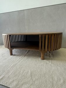 ⁦שולחן סלון אליפסה עץ מנגו טבעי⁩ – תמונה ⁦3⁩